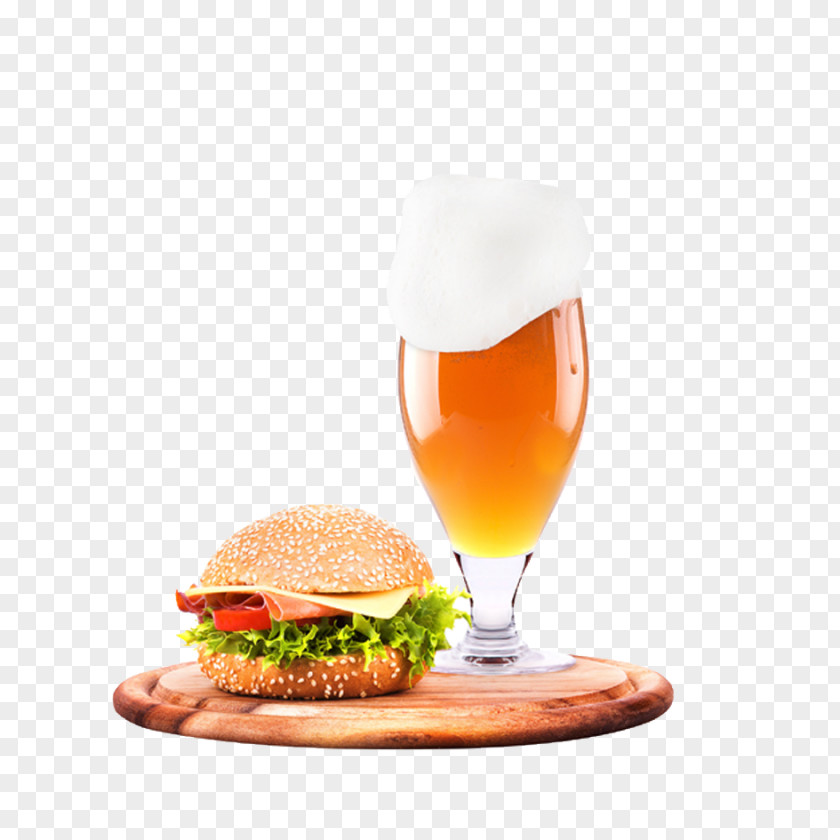 Beer + Burger Hamburger Cheeseburger French Fries Chicken Sandwich PNG