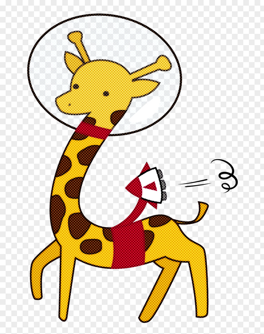 Giraffe Giraffidae Cartoon Yellow Line PNG