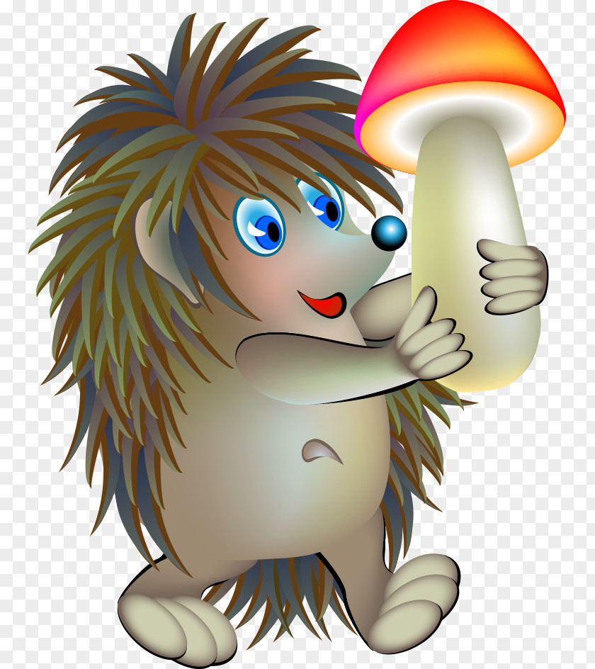 Holding Hedgehog Mushrooms Cartoon Illustration PNG