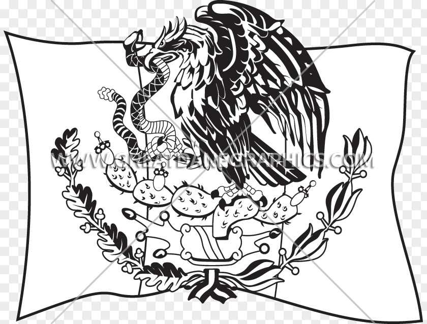 Black And White Flag Of Mexico Coat Arms PNG