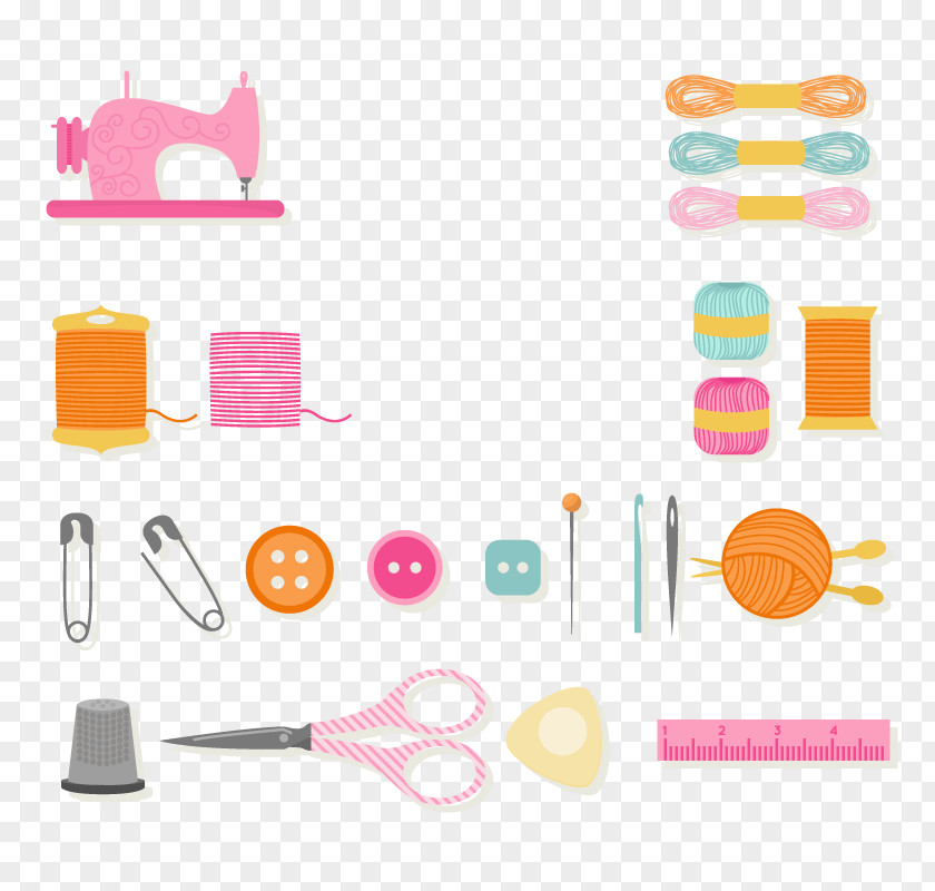 Vector Costume Design Element Sewing Needle Machine Euclidean Yarn PNG