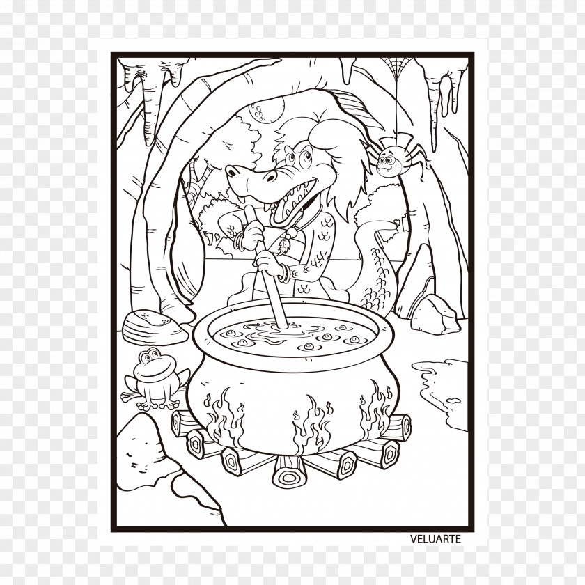 Cuca Line Art Coloring Book Brazilian Mythology Sketch PNG