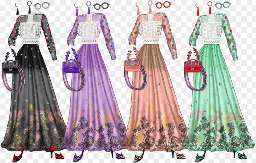 Dress Costume Design Gown Pattern PNG