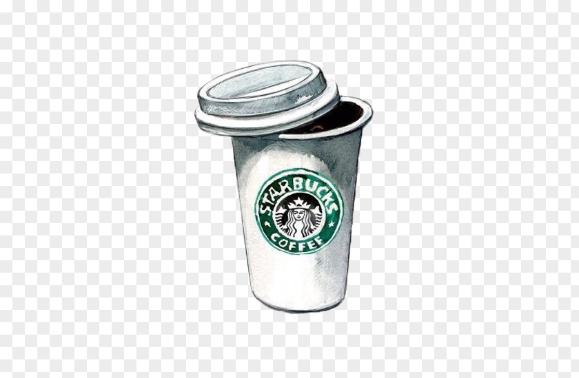 Hand-painted Mug Starbucks Stamped Coffee Tea Cappuccino Drawing PNG