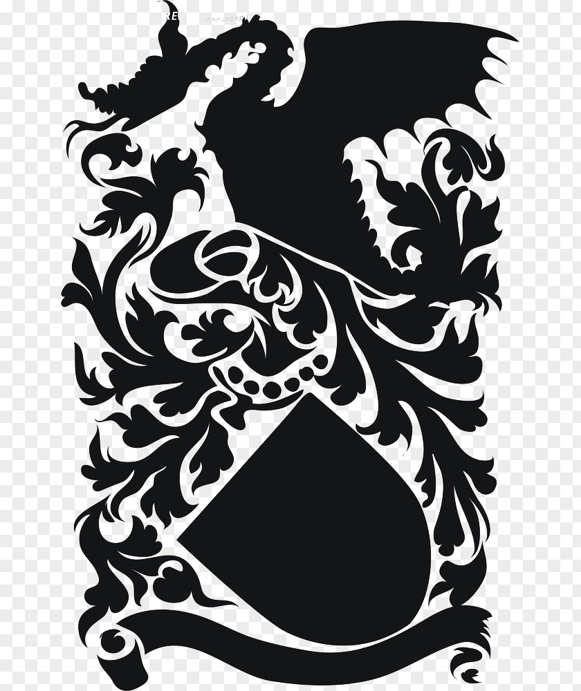 Retro Dragon Black And White Download Clip Art PNG