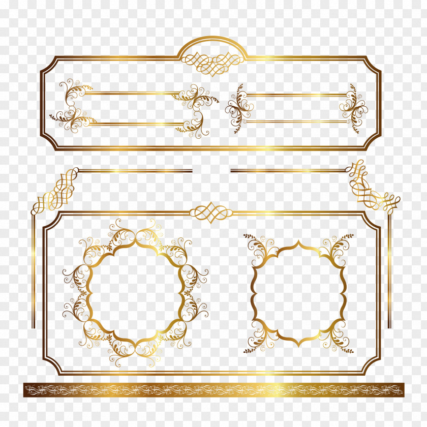 Vector Gold Pattern Border Ornament Picture Frame Royalty-free PNG