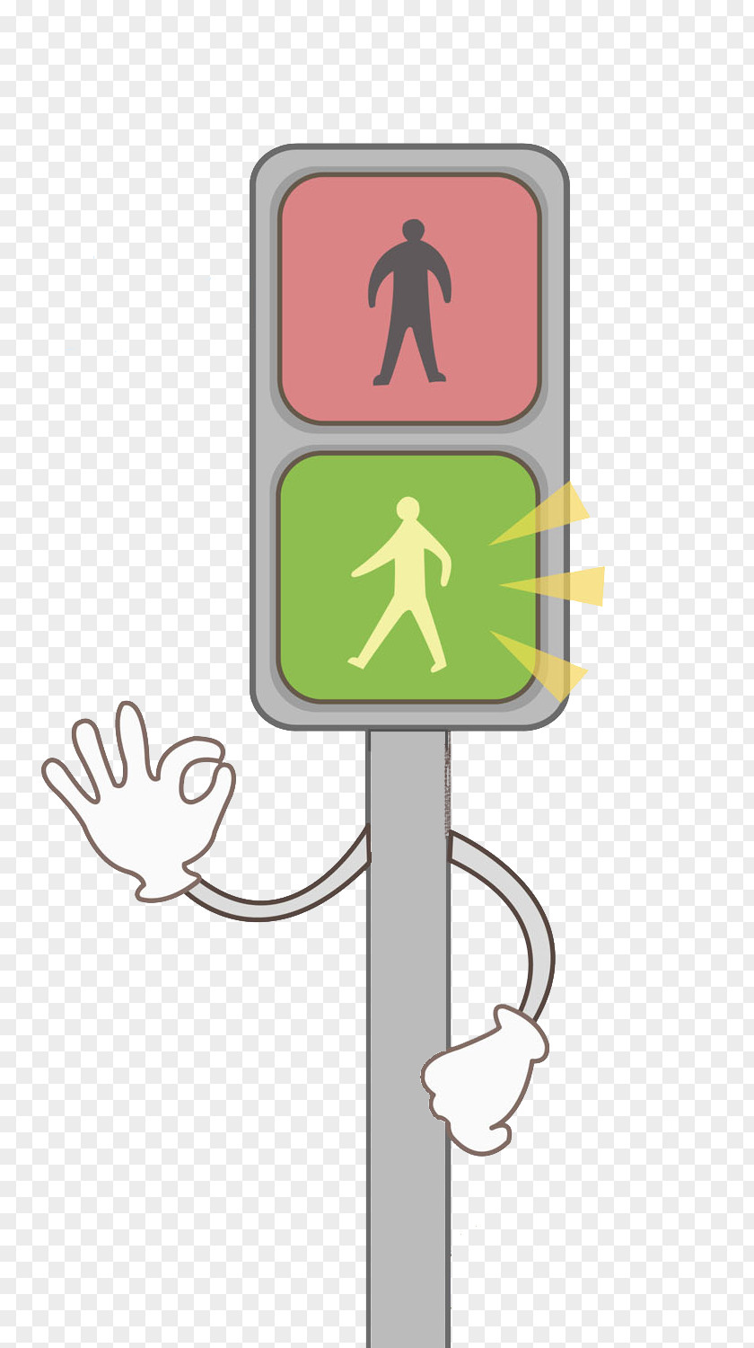 A Traffic Light Green Cartoon Illustration PNG