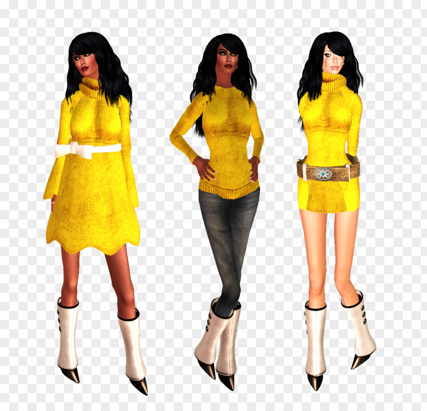 Yellow Dress Costume Fashion PNG