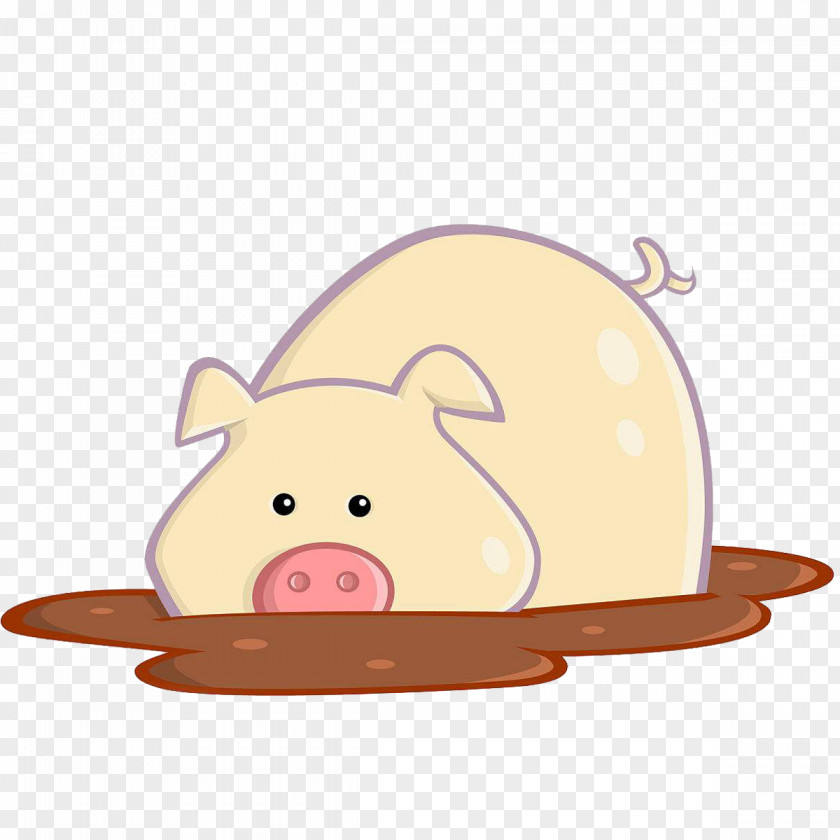 A Pig MUD Clip Art PNG