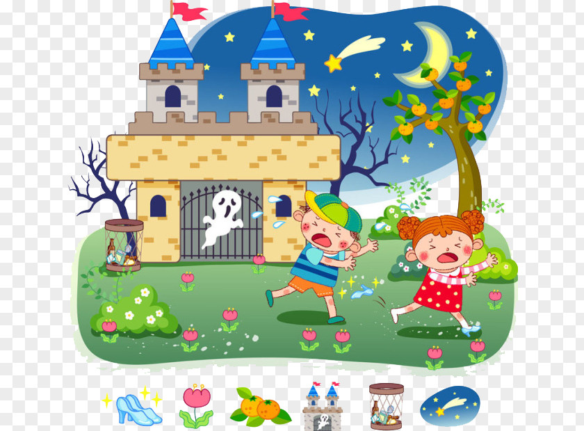 Cartoon Ghost Castle Poster Child Illustration PNG