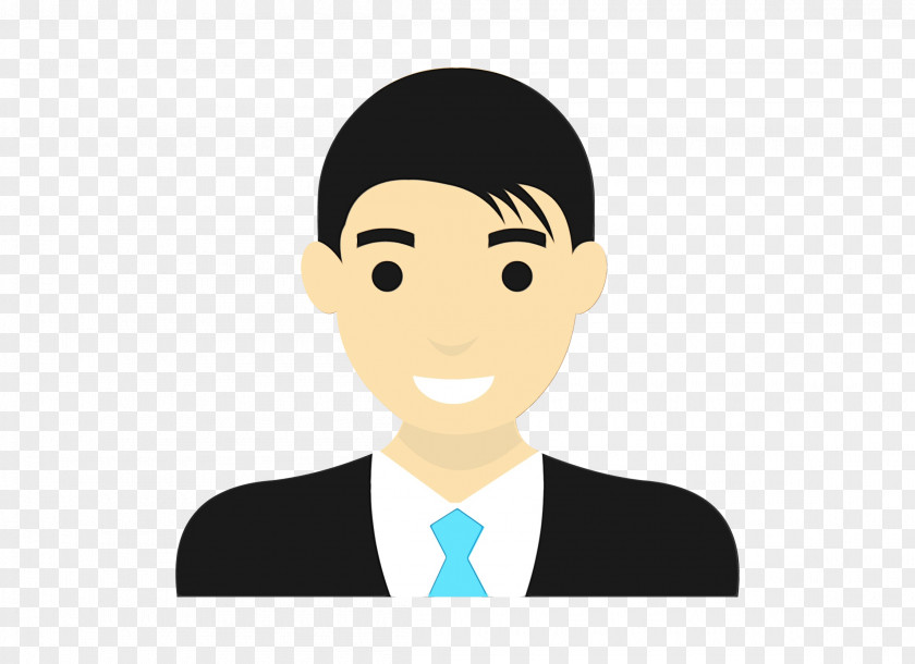 Gentleman Black Hair Watercolor Business PNG