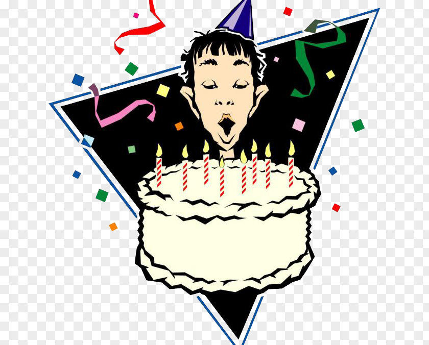 Blowing Birthday Candle Cartoon Man Cake Happy To You Party Clip Art PNG