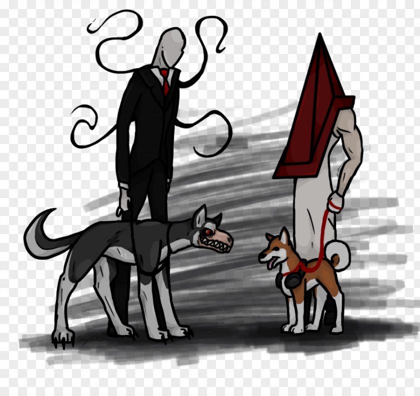 Cat Slenderman Pyramid Head Dog Walking Siberian Husky PNG