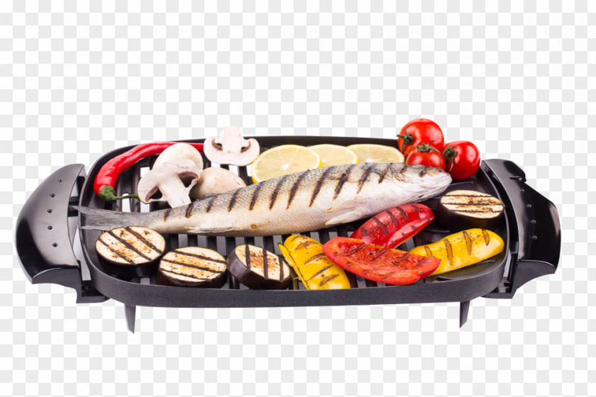 Barbecue On A Baking Pan Steak Grilling Fish Frying PNG