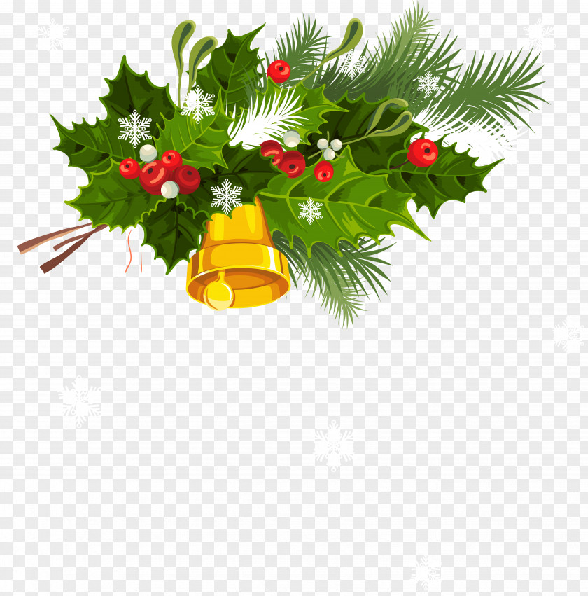 Transparent Christmas Bell Mistletoe And Snowflakes Clipart Jingle Clip Art PNG