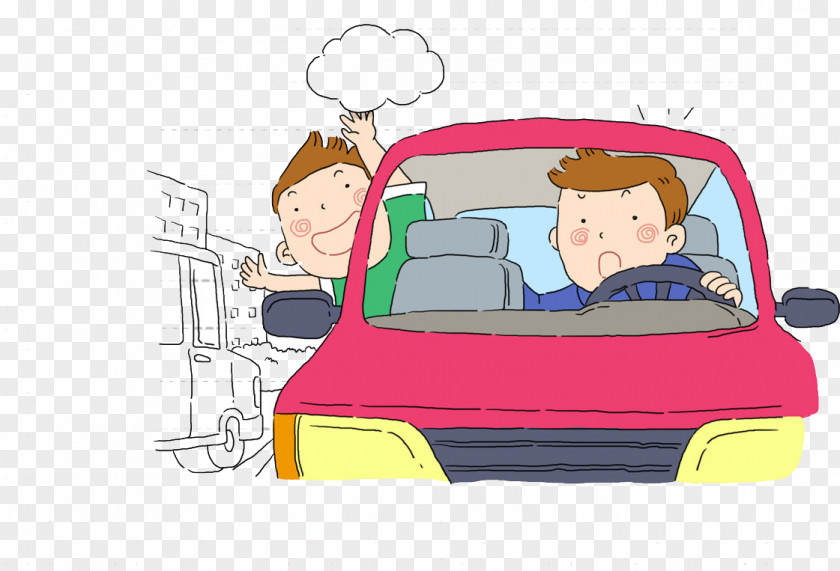 Driving Boy Cartoon Illustration PNG