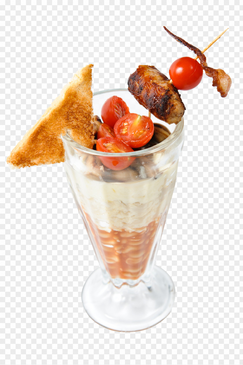 Full English Breakfast Sundae Knickerbocker Glory Parfait Garnish Drink PNG