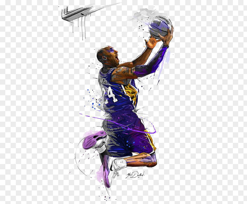 Drawing Basketball Players Los Angeles Lakers NBA Painting Canvas Print PNG