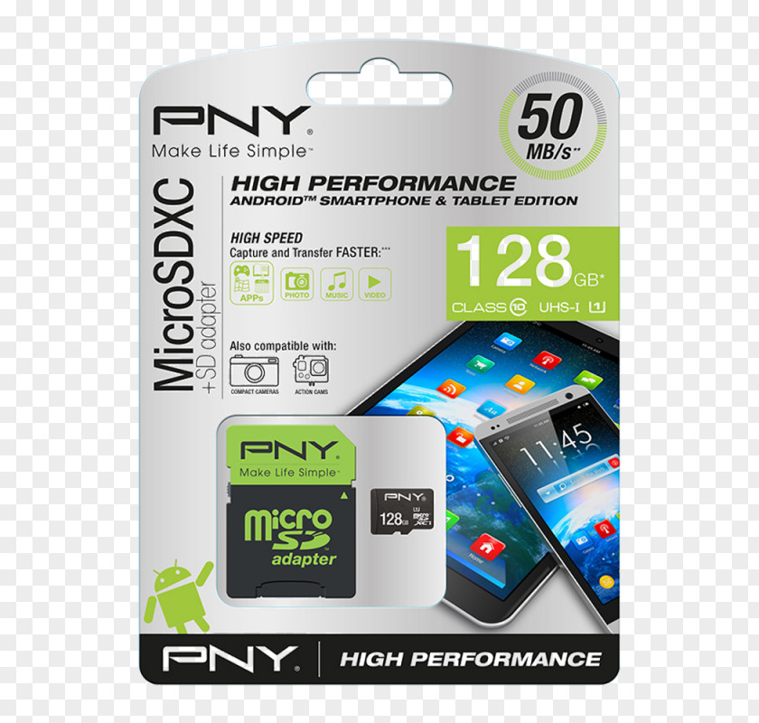Live Performance MicroSD Flash Memory Cards Secure Digital PNY Technologies SDXC PNG