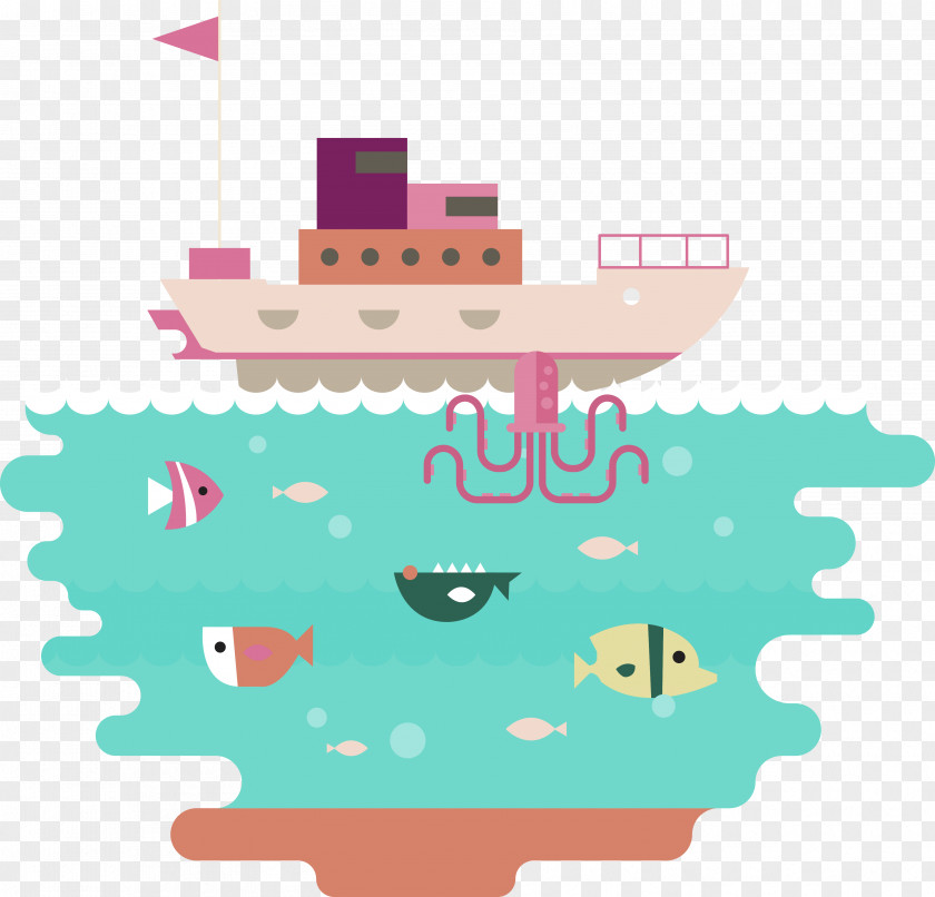 Fishing Boat Decoration Pattern PP3 Wallpaper Sea Ocean Euclidean Vector Illustration PNG
