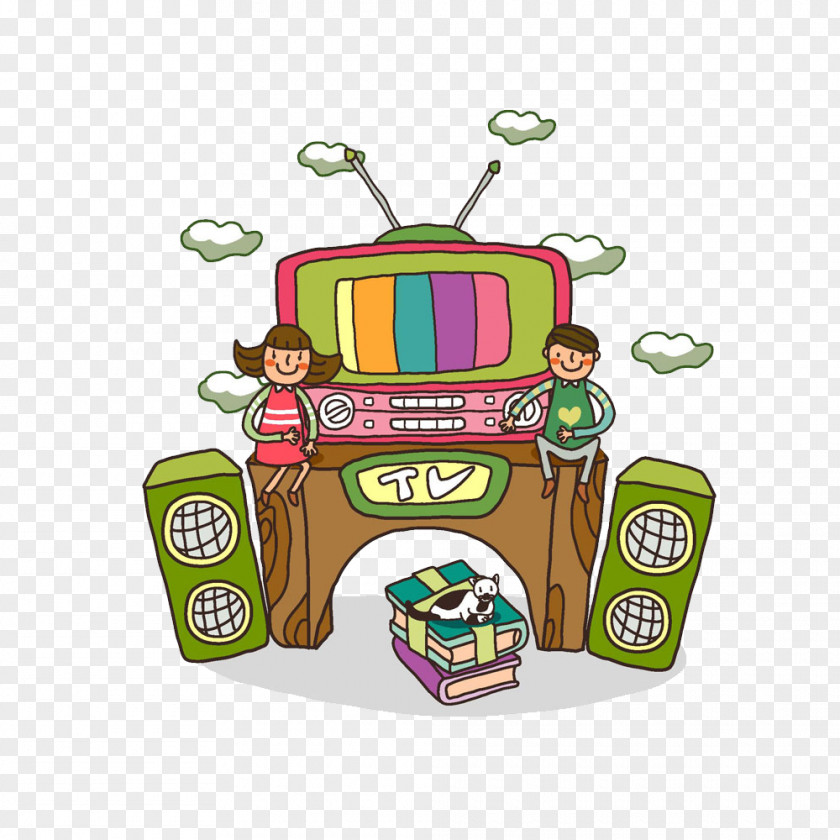 Hand-painted TV Child Cartoon Television Illustration PNG
