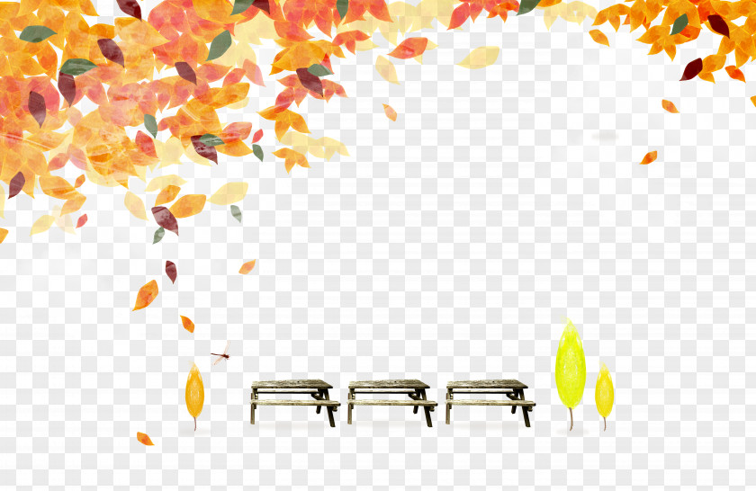 Autumn Leaves Bench Leaf Color PNG