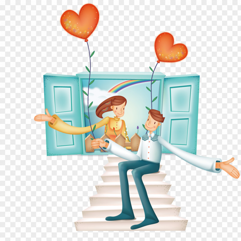 Marry A Man Sitting On The Steps Love Romance Valentines Day Cartoon Wallpaper PNG