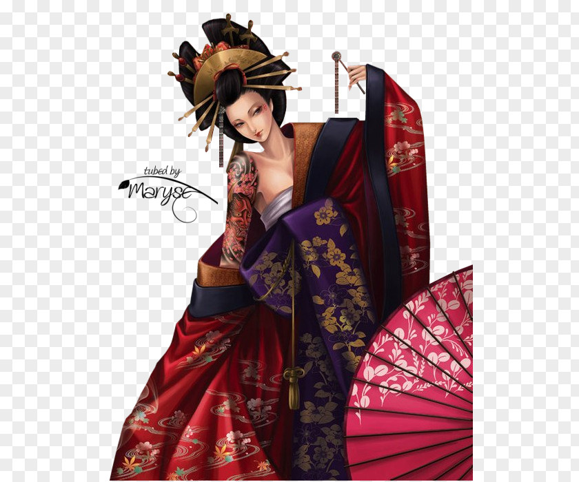 Painting Geisha Japanese Art PNG