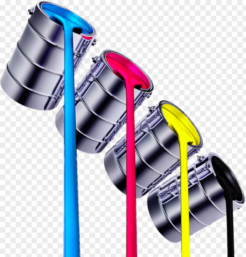 Creative Four Bucket CMYK Color Model Paint Stock Photography PNG