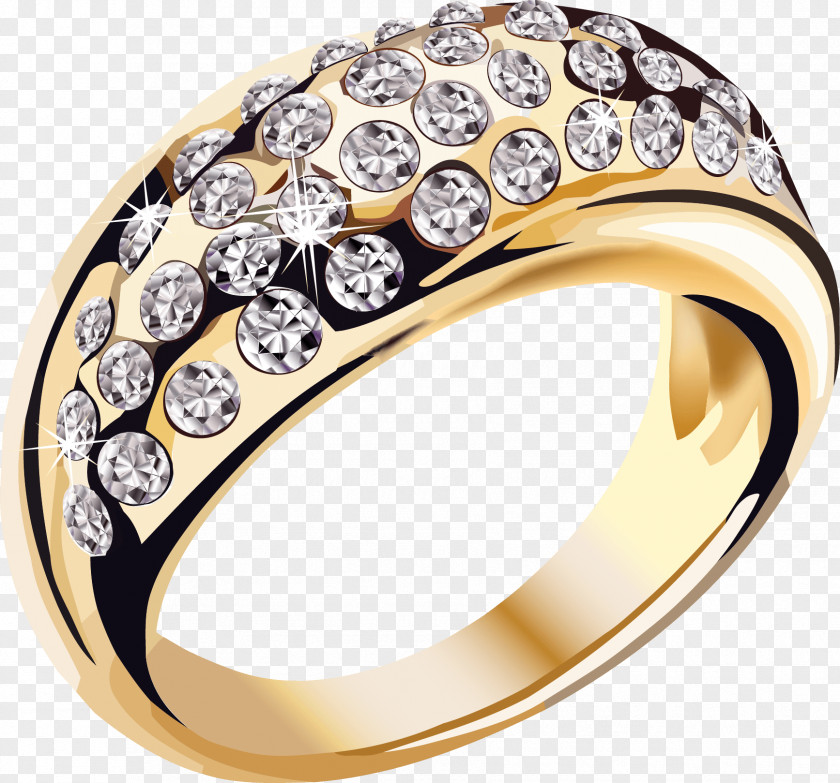 Gold Diamonds Ring Jewelry PNG Jewelry, gold-colored ring with clear gemstones illustration clipart PNG