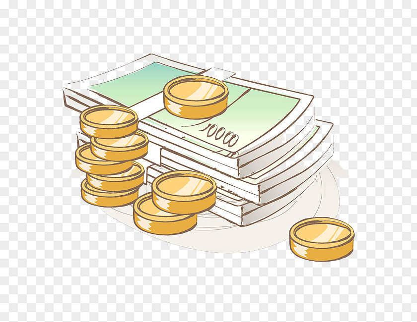 Hand-painted Gold Coins And Money Coin PNG