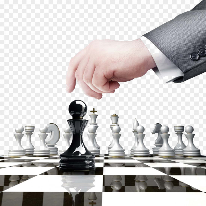 Business Chess Piece White And Black In Chessboard Strategy PNG