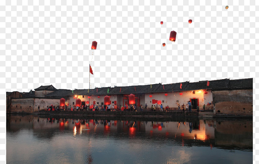 Night View Of The Dragon House Xingning, Guangdong Hakka Walled Village Meizhou Architecture PNG
