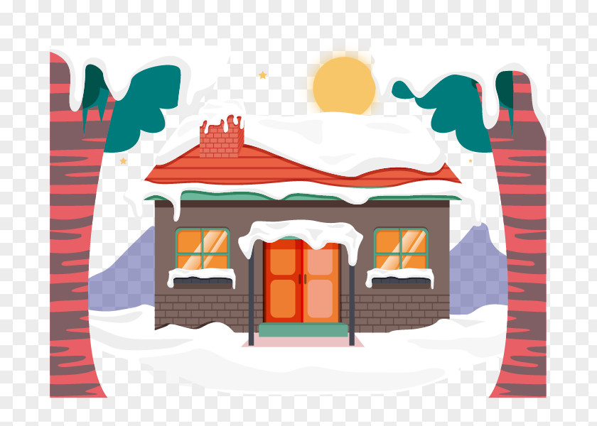 Vector Winter Snow Filled House Roof Clip Art PNG