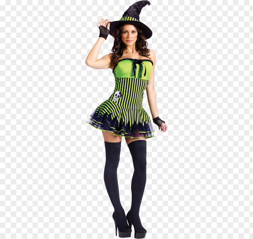 Striped Stockings Halloween Costume Witchcraft Dress PNG