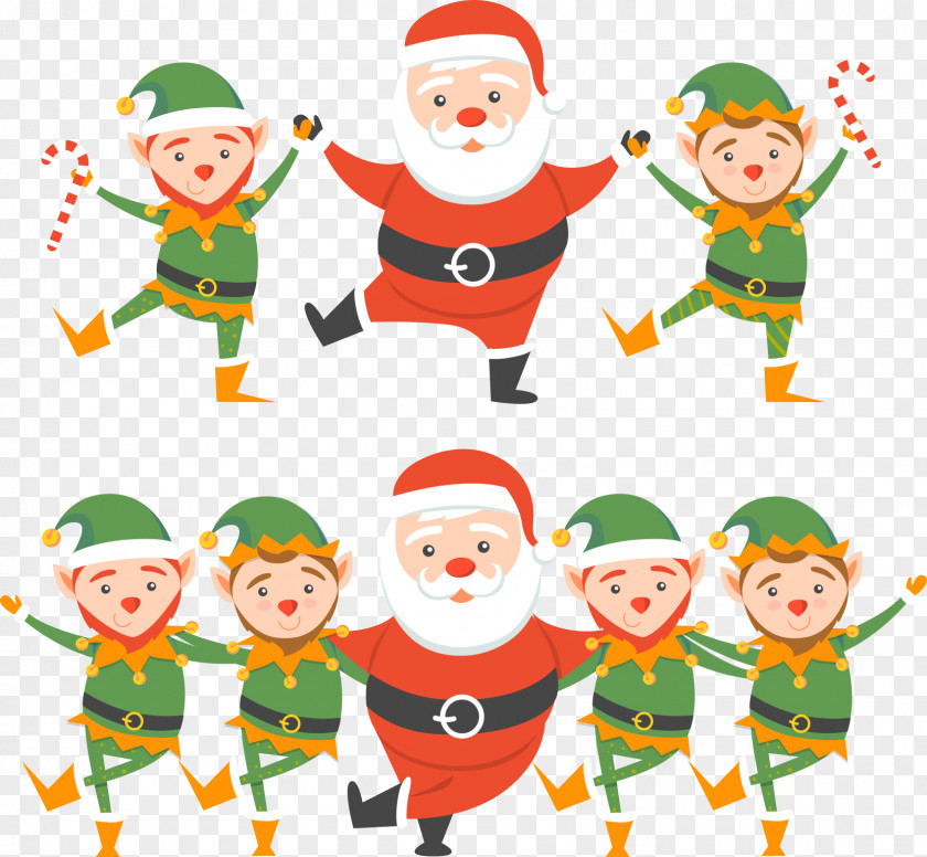 Vector Santa Claus With Children Christmas Elf Yourself PNG