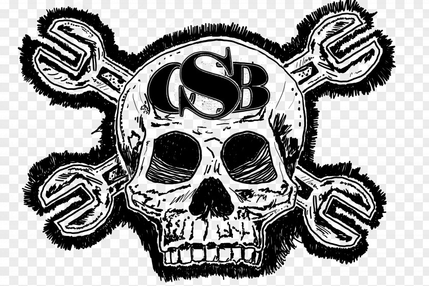 Skull Logo White Font PNG