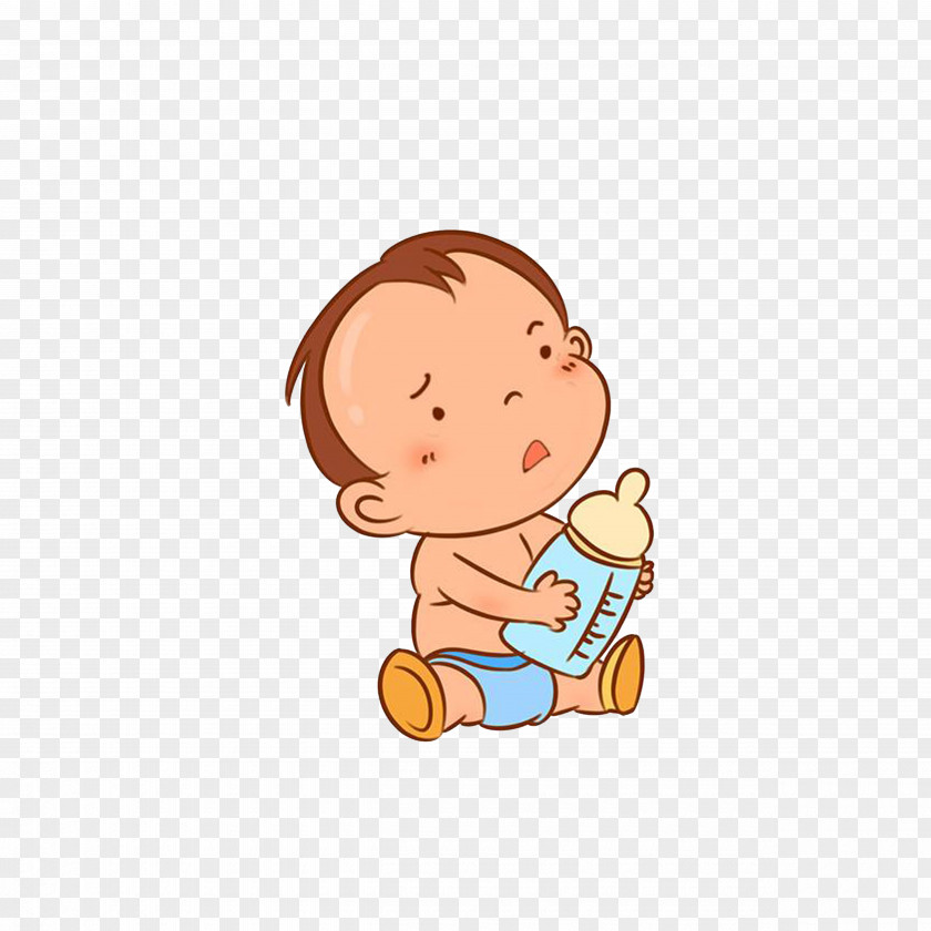 The Baby With Bottle In Question Cheek Cartoon Homo Sapiens Illustration PNG