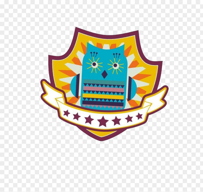 Color Cute Owl Element Logo Badge PNG