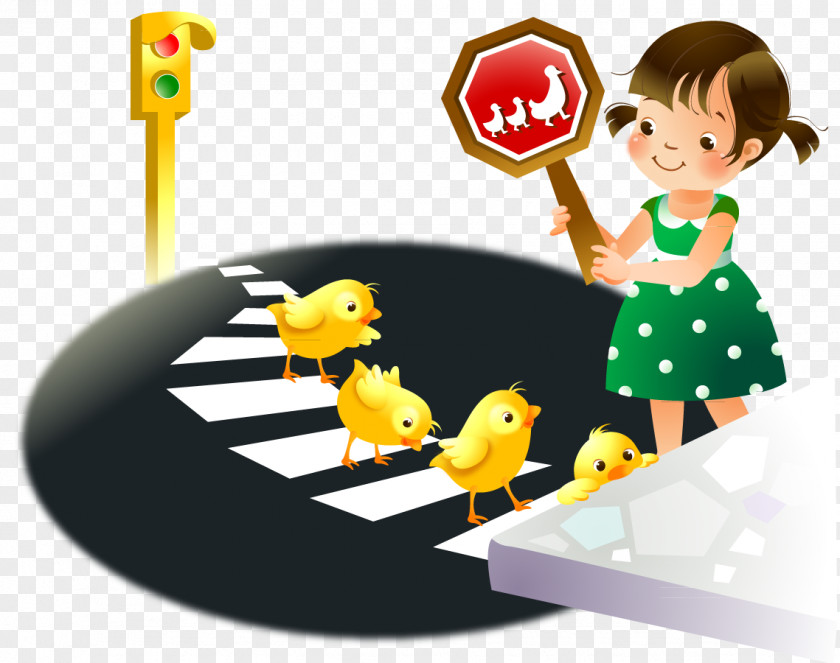 Children Drawing Cartoon Characters Have Traffic Lights Light Poster Pedestrian Crossing PNG