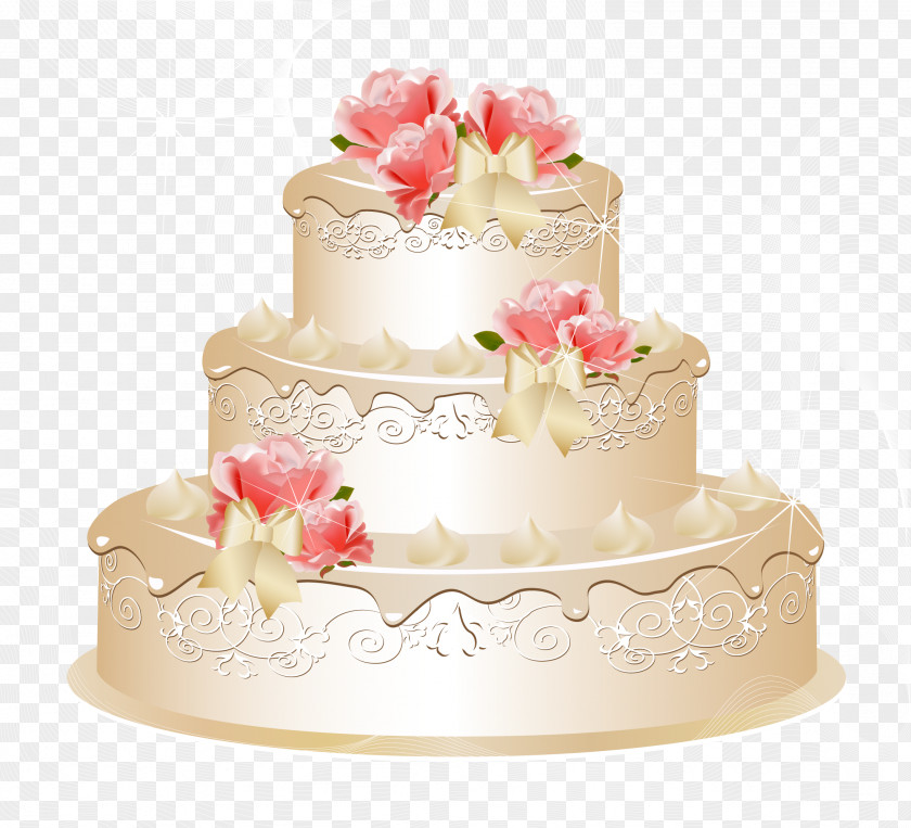 Three-tier Wedding Cake Vector Invitation PNG