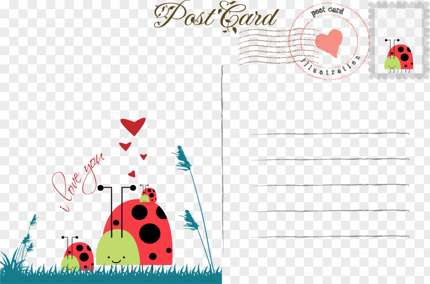Cute Ladybug Postcard Insect Illustration PNG