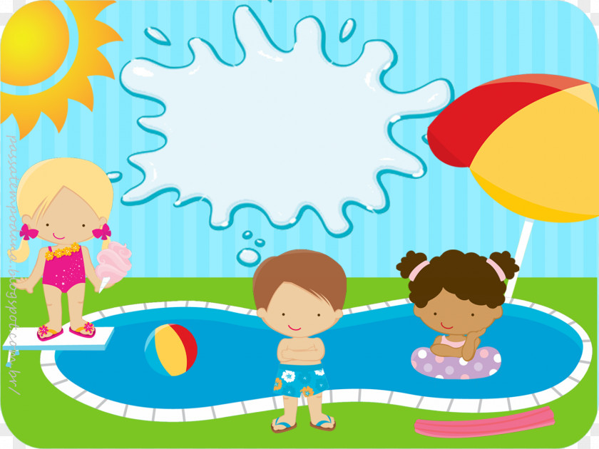 Pool Game Party Convite Swimming Child Birthday PNG
