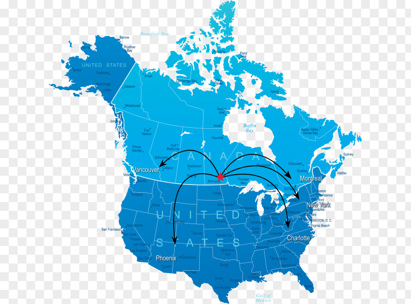 United States Road Map Canada Vector PNG