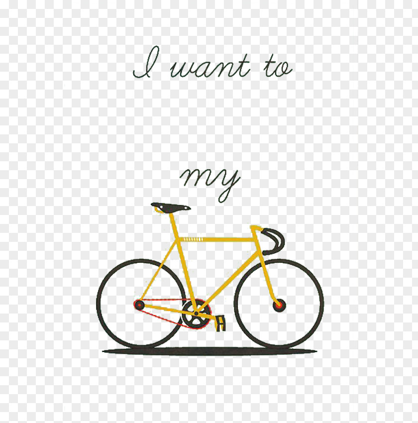 Yellow Bike Bicycle Pedal Cycling Fixed-gear Life Is Like Riding A Bicycle. To Keep Your Balance You Must Moving. PNG