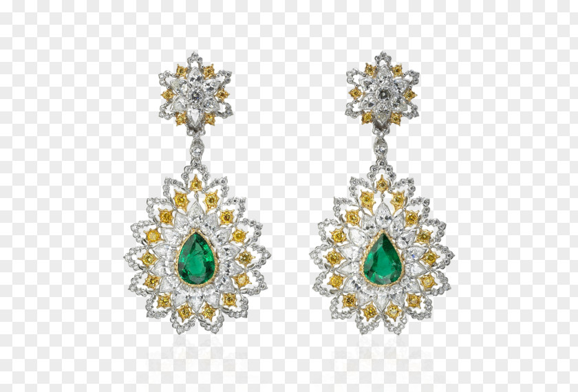 Feather Falling Material Earring Emerald Jewellery Buccellati Gold PNG