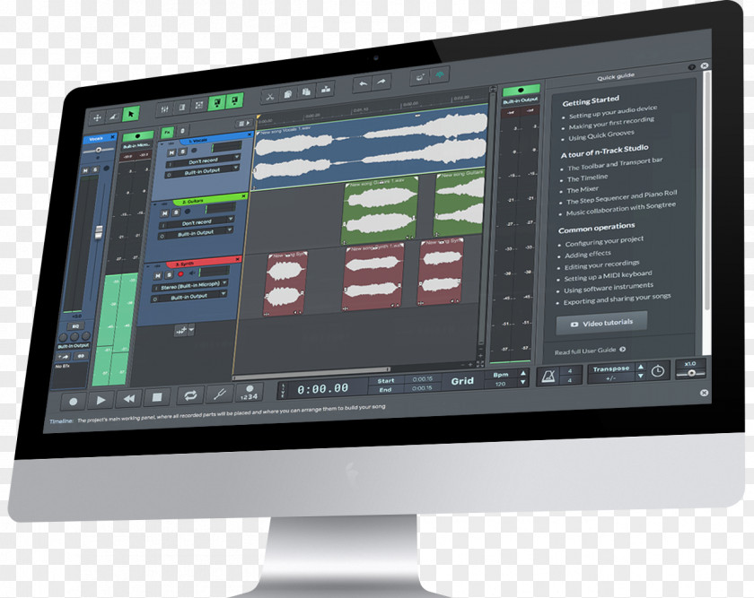 Imac Digital Audio Workstation N-Track Studio Multitrack Recording PNG
