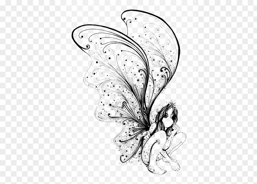 Butterfly Fairy Illustrator Drawing Graphic Design Idea PNG