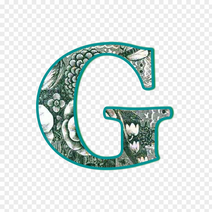 Letter G Turquoise Teal Body Jewellery Symbol PNG