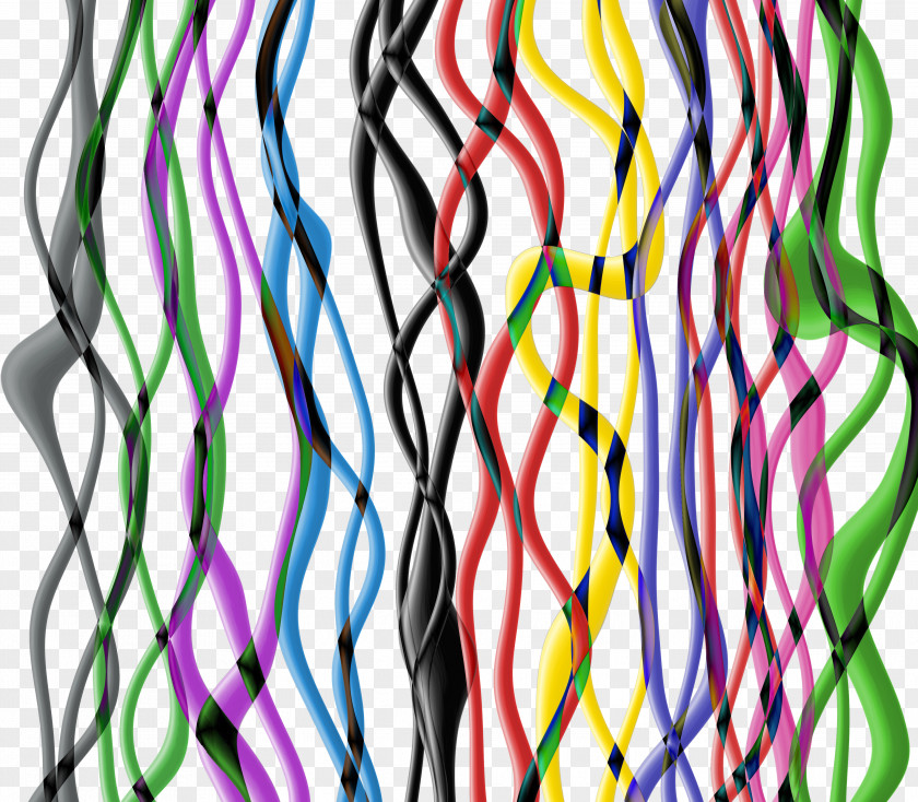 Multicolored Ribbons Line Wave Abstraction Pattern PNG